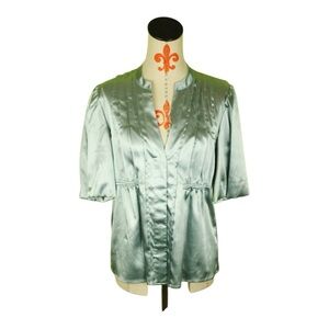 Madison Studio Womens Plus Size 14 Blue Freeze Chic Chalet Blouse Short Sleeve